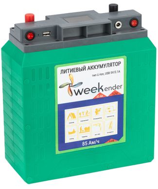 Weekender 85Ah 12V литий-ионный аккумулятор с USB, дисплеем и зарядным устройством