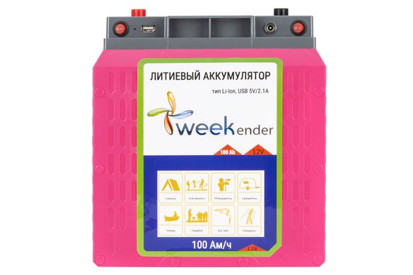 Weekender 100Ah 12V литий-ионный аккумулятор с USB, дисплеем и зарядным устройством