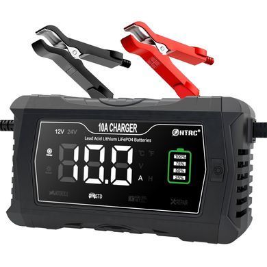 Зарядний пристрій HT-RC 10A 12V/24V Battery Charger Car Adaptive Fast Charging Lithium Lifepo4 Lead-Acid (HT-RC 10A BLACK)