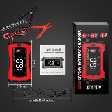 Зарядний пристрій HT-RC 12V 16A / 24V 10A Car Battery Charger Lithium LiFePO4 AGM GEL Lead-Acid Batteries (HT-RC 16A)